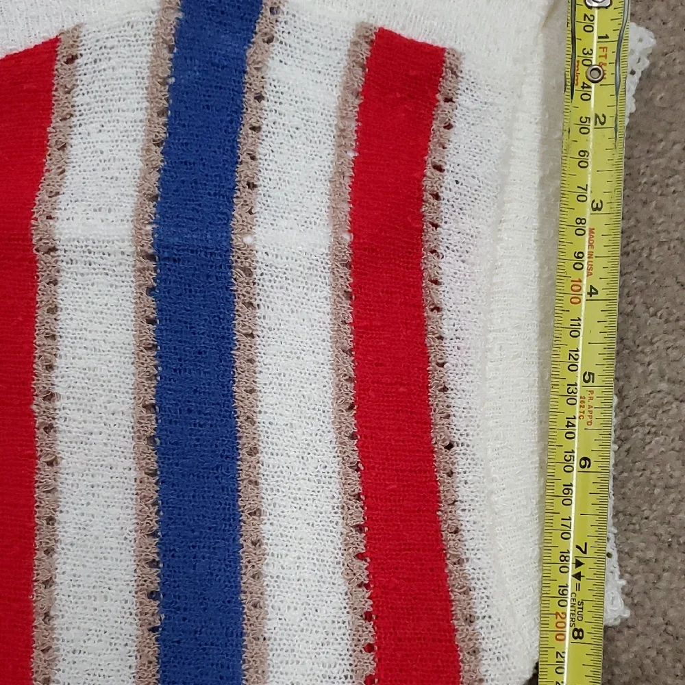 Vintage D'allaird's Cream Sleeveless Knit Sweater Top Red & Blue Stripes Sz M - Picture 10 of 11